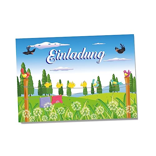 Einladungskarten für Kindergeburtstage für Jungen oder Mädchen (Garten, 12 Stück im Kartenset) von Partycards
