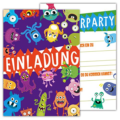 Partycards Einladungskarten Kindergeburtstag Mädchen und Junge, 12 Stück, Postkartenformat A6, Kinder Einladungskarten Geburtstag, Einladungskarten Kindergeburtstag Junge von Partycards