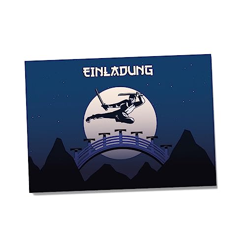 Partycards Einladungskarten Kindergeburtstag Mädchen - 12 St. Ninja und Samurai Design, Für Kinderparty, Einladungskarten Geburtstag und Einladungskarten Kindergeburtstag von Partycards