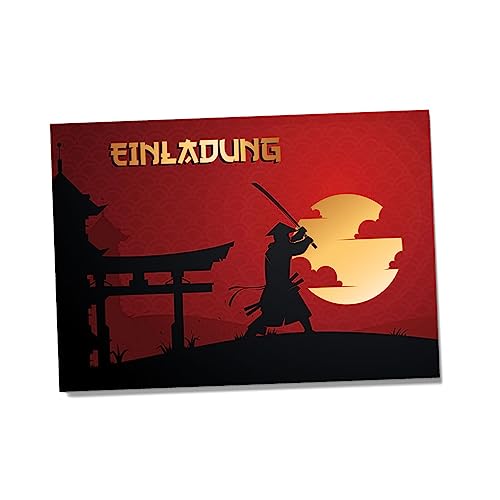 Partycards Einladungskarten Geburtstag - 12 Stck. Ninja und Samurai Partyeinladung für Jungen und Mädchen, Einladungskarten Kindergeburtstag, Einladungskarten Kindergeburtstag Mädchen von Partycards