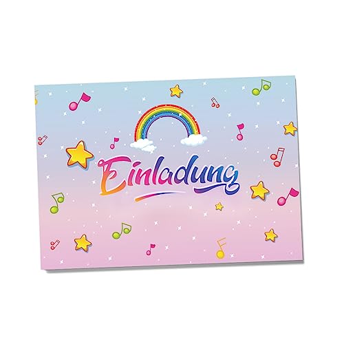 Einladungskarten für Kindergeburtstage für Jungen oder Mädchen (Regenbogen Glitzer, 12 Stück im Kartenset) von Partycards
