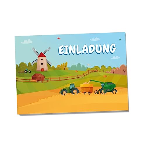 Partycards Einladungskarten Kindergeburtstag Mädchen, Einladungskarten Geburtstag, Einladungskarten Kindergeburtstag - 12 Stück, Bauernhof-Thema, Format A6 von Partycards