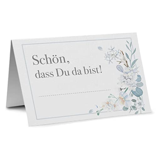 Partycards Tischkarten Geburtstag, Tischkarten Hochzeit, Tischdeko Hochzeit, Hochzeitsdeko Tisch - 50 Stück, Namensschilder, DIN A7, Platzkarten Kommunion, Namenskarten Konfirmation, Taufe von Partycards