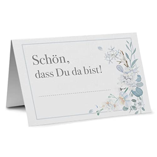 Partycards 50 Tischkarten Geburtstag, Tischkarten Hochzeit, Format DIN A7, Blumen Design, Als Tischdeko Hochzeit, Namensschilder, Platzkarten, Konfirmation, Taufe, Namenskarten Kommunion, von Partycards