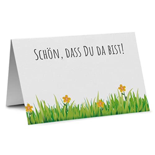 Partycards Tischkarten Geburtstag und Tischkarten Hochzeit (50 Stck, Blumenwiese, Format A7) - Platzkarten für Geburtstag und Hochzeit, Kommunion, Taufe von Partycards