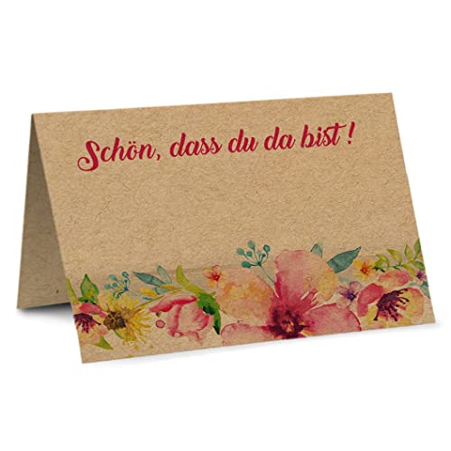 Partycards 50 Stück Tischkarten Hochzeit, Platzkarten für Kommunion Konfirmation, Namensschilder Geburtstag, Tischdeko Namenskarten Taufe, Tischdekoration, Namensschild, Tischkarten Geburtstag von Partycards