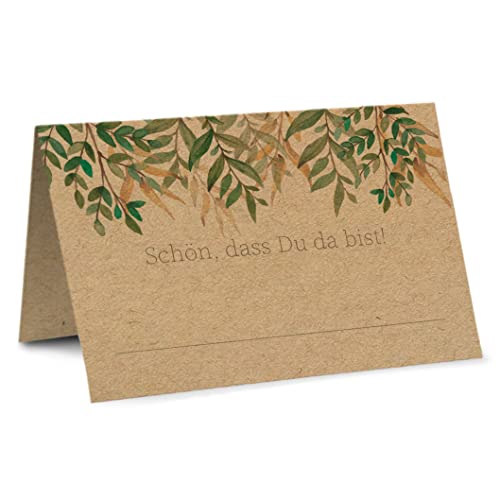 Partycards Tischkarten Hochzeit, Platzkarten Geburtstag, 50 Stück, Format DIN A7, Blumen Motiv, Bereits Genutet, Perfekt für Namensschilder, Kommunion, Konfirmation von Partycards