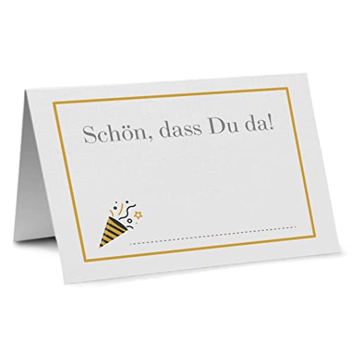 Partycards 50 Tischkarten/Platzkarten DIN A7 für Hochzeit, Geburtstag, Kommunion, Taufe (DIN A7, Rahmen Gold) von Partycards