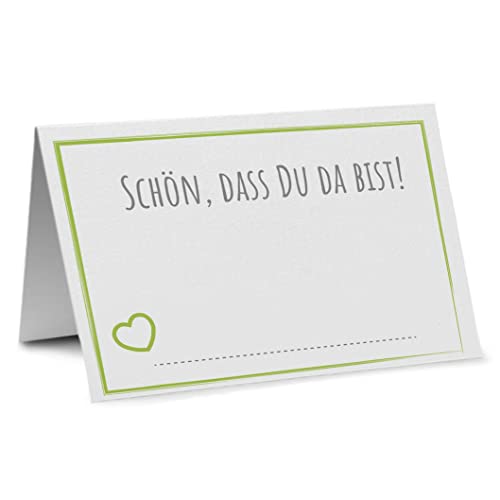 Partycards - 50 Stck. Tischkarten A7, Schön Dass Du Da Bist Herz, Goldene Hochzeit, Tischkarten Geburtstag, 60 Geburtstag, Tischdeko Hochzeit, Willkommensschild Hochzeit von Partycards