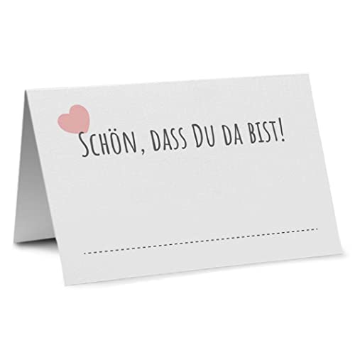 Partycards 50 Stück Tischkarten Hochzeit, Platzkarten für Kommunion Konfirmation, Namensschilder Geburtstag, Tischdeko Namenskarten Taufe, Tischdekoration, Namensschild, Tischkarten Geburtstag von Partycards