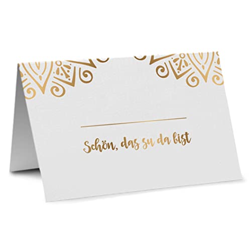 Partycards 50 Stück Tischkarten Hochzeit, Platzkarten für Kommunion Konfirmation, Namensschilder Geburtstag, Tischdeko Namenskarten Taufe, Tischdekoration, Namensschild, Tischkarten Geburtstag von Partycards