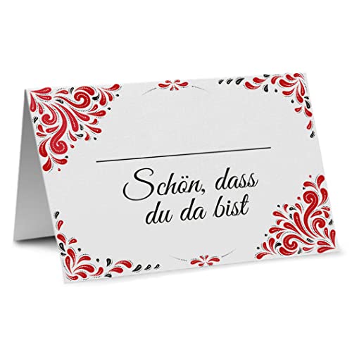 Partycards Tischkarten Geburtstag, Hochzeit Tischkarten, Namenskarten, Konfirmation, Kommunion, Tischkarten Hochzeit - 50 Stück, Rot, Format A7, bereits genutet, zum beschriften, Hochzeitsdeko von Partycards