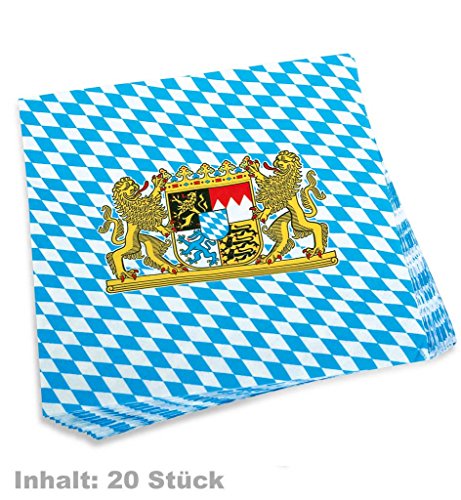 Servietten Bayern, 20 Stück, mit Bayernwappen Tischdeko für bayerischen Abend, Partydeko *NEU bei Pibivibi© von Partychic