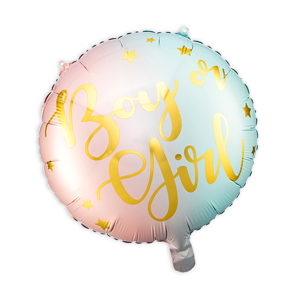 Folienballon Boy or Girl, Raumdekoration zur Gender Reveal Party, Ø 35cm