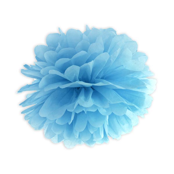 Hellblauer Pompon Pompom aus Seidenpapier, 1 Stück, Ø 35cm Hellblauer Pompon Pompom aus Seidenpapier, 1 Stück, Ø 35cm von Partydeco PL