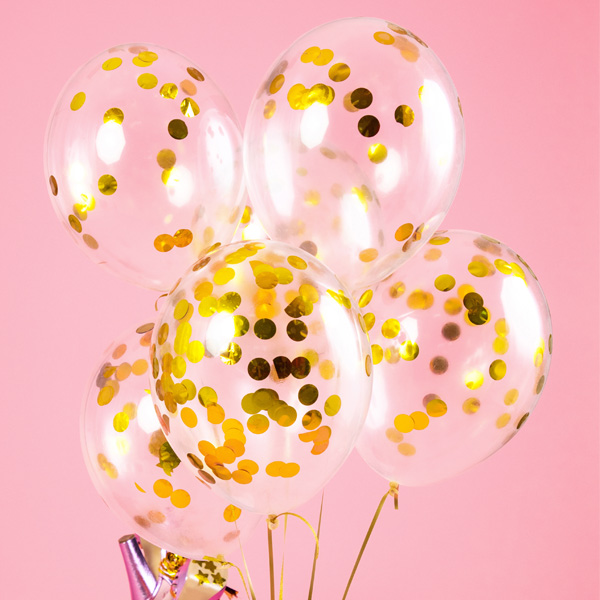 Luftballons mit goldenem Konfetti, 6er Pack, Ø30cm von Partydeco PL