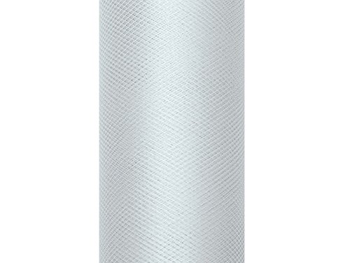 9m Tüll Deko Stoff 30cm Tischband Tüllband Netz Band Rolle 300mm silber / grau von PartyDeco