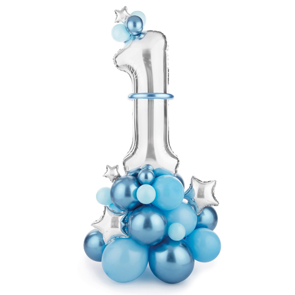 Ballon-Strauß zum 1 Geburtstag in blau, 90cm x 140cm Ballon-Strauß zum 1 Geburtstag in blau, 90cm x 140cm von Partydeco