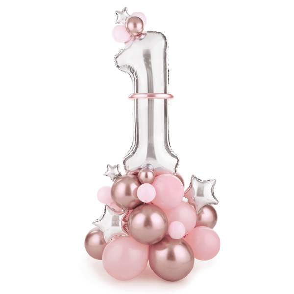 Ballon-Strauß zum 1 Geburtstag in rosa, 90cm x 140cm von Partydeco