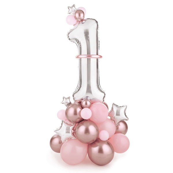 Ballon-Strauß zum 1 Geburtstag in rosa, 90cm x 140cm Ballon-Strauß zum 1 Geburtstag in rosa, 90cm x 140cm von Partydeco