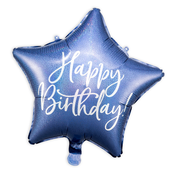 Folienballon "Happy Birthday" als Stern in dunkelblau, 40cm Folienballon "Happy Birthday" als Stern in dunkelblau, 40cm von Partydeco