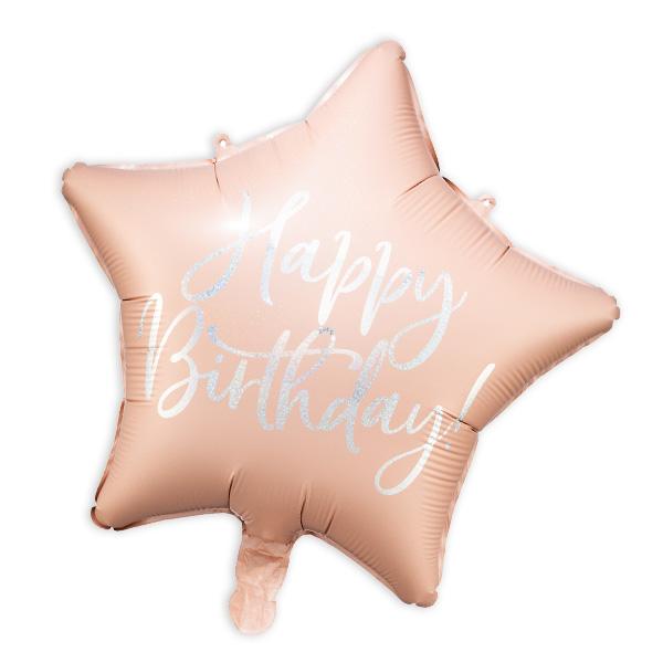 Folienballon "Happy Birthday" als Stern in rosa, 40cm Folienballon "Happy Birthday" als Stern in rosa, 40cm von Partydeco
