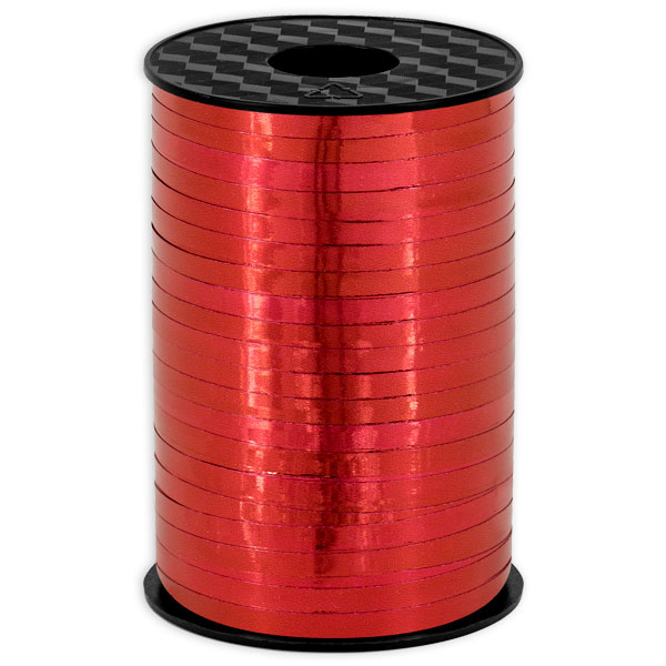 Geschenkband in rot glänzend, Kunststoff, 225m x 5mm von Partydeco