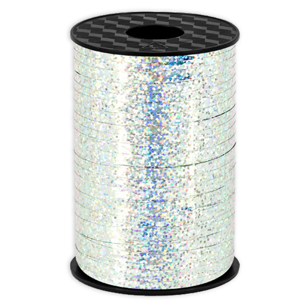 Geschenkband in silber glitzernd, Kunststoff, 225m x 5mm Geschenkband in silber glitzernd, Kunststoff, 225m x 5mm von Partydeco