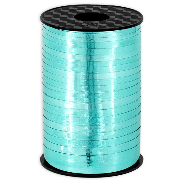 Geschenkband in türkis glänzend, Kunststoff, 225m x 5mm Geschenkband in türkis glänzend, Kunststoff, 225m x 5mm von Partydeco