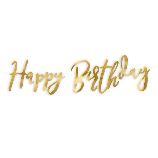Happy Birthday Geburtstagsbanner in gold, Pappe, 62cm Happy Birthday Geburtstagsbanner in gold, Pappe, 62cm von Partydeco