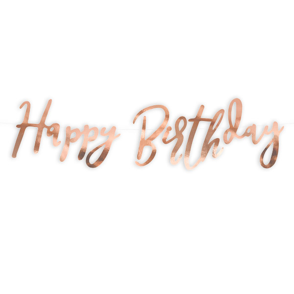 Happy Birthday Geburtstagsbanner in rosegold, Pappe, 62cm von Partydeco