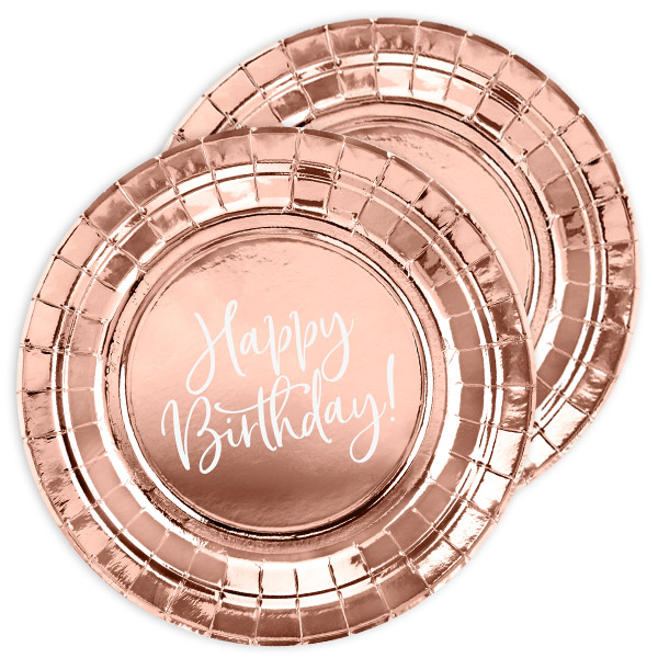 Happy Birthday Kuchenteller in rosegold, 6er Pack, Ø 18cm Happy Birthday Kuchenteller in rosegold, 6er Pack, Ø 18cm von Partydeco