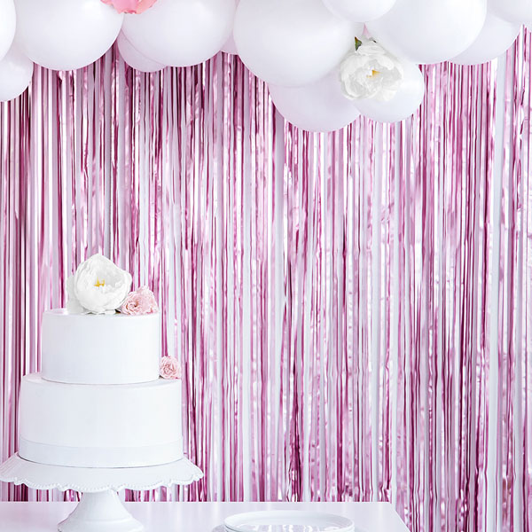 Party-Glitzervorhang in rosa, Metallicfolie, 90cm x 250cm von Partydeco