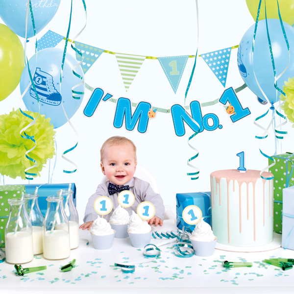 Partydekoset zum 1.Geburtstag in blau, 42-teilig Partydekoset zum 1.Geburtstag in blau, 42-teilig von Partydeco