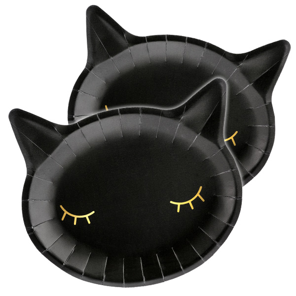 Partyteller Schwarze Katze, 6er Pack von Partydeco