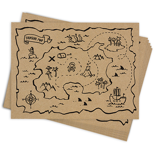 Piraten Platzsets aus Papier, 6er Pack, 40cm x 30cm von Partydeco
