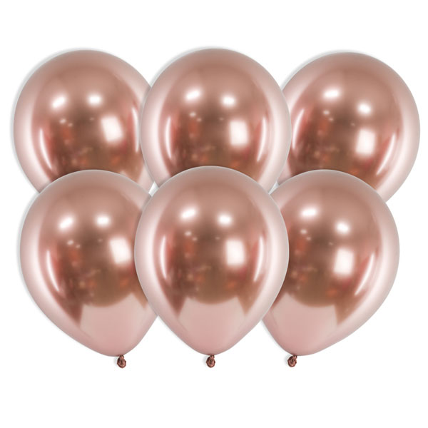 Rosegold glänzende Latexballons, 10 Stück, 30cm von Partydeco