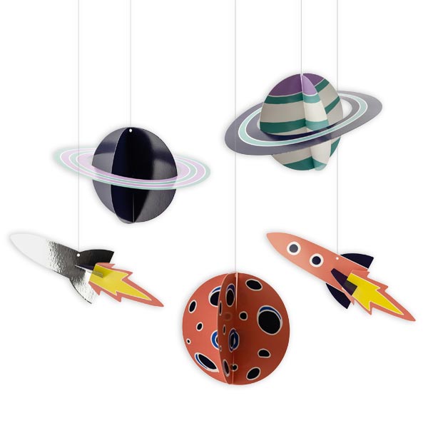 Weltall Hängedekorationen, 5er Set, 10-15cm