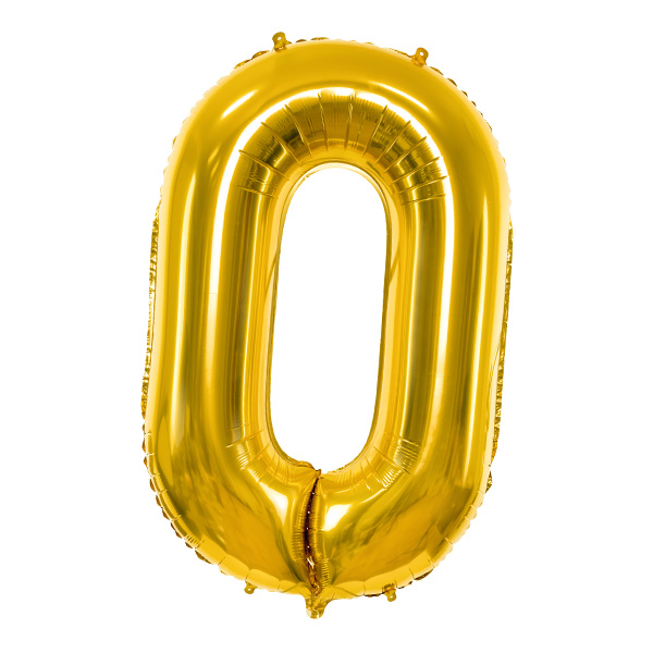 XXL Zahlenballon, Ziffer 0 in gold, 86cm hoch von Partydeco