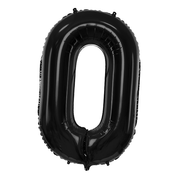 XXL Zahlenballon, Ziffer 0 in schwarz, 86cm hoch von Partydeco