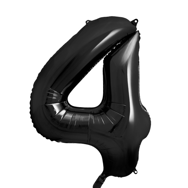 XXL Zahlenballon, Ziffer 4 in schwarz, 86cm hoch von Partydeco