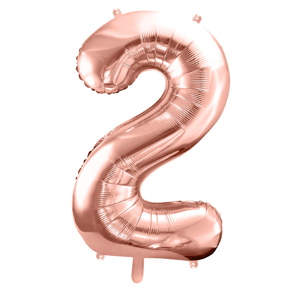 XXL Zahlenballon "2" zum 2. Geburtstag in rosègold, 86cm hoch von Partydeco