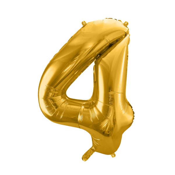 XXL Zahlenballon "4" zum 4. Geburtstag in gold, 86cm hoch von Partydeco