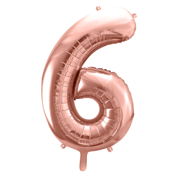 XXL Zahlenballon "6" zum 6. Geburtstag in rosègold, 86cm hoch von Partydeco