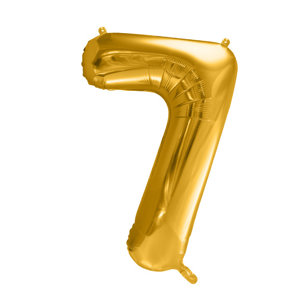 XXL Zahlenballon "7" zum 7. Geburtstag in gold, 86cm hoch XXL Zahlenballon "7" zum 7. Geburtstag in gold, 86cm hoch von Partydeco