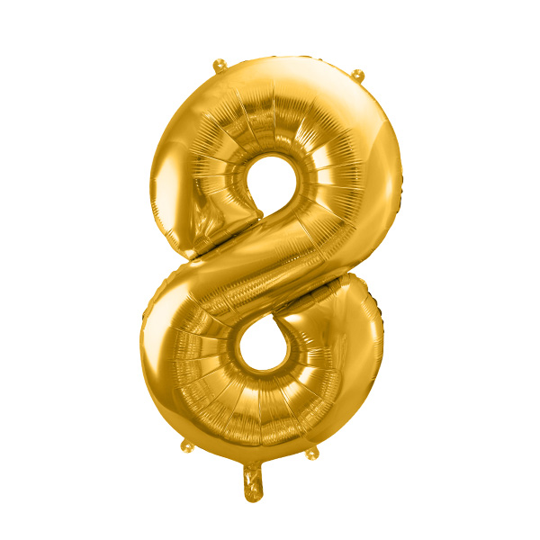 XXL Zahlenballon "8" zum 8. Geburtstag in gold, 86cm hoch XXL Zahlenballon "8" zum 8. Geburtstag in gold, 86cm hoch von Partydeco
