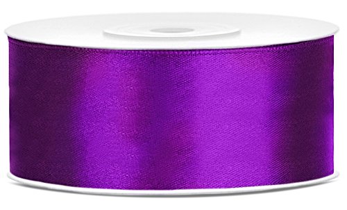 25m x 25mm Rolle Satinband Geschenkband Schleifenband Dekoband Satin Band (Purple (062)) von Partydeko