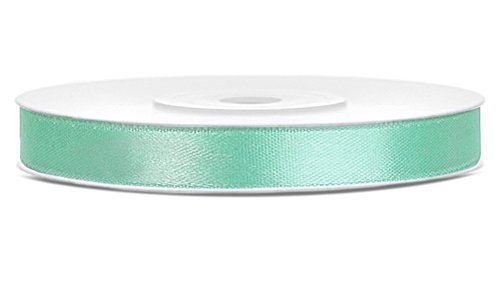 25m x 6mm Rolle Satinband Geschenkband Schleifenband Dekoband Satin Band Antennenband (Mintgrün (103)) von Partydeko