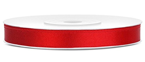 25m x 6mm Rolle Satinband Geschenkband Schleifenband Dekoband Satin Band Antennenband (Rot (007)) von Partydeko