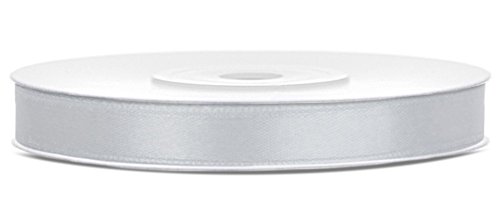 25m x 6mm Rolle Satinband Geschenkband Schleifenband Dekoband Satin Band Antennenband (Silber (018)) von Partydeko